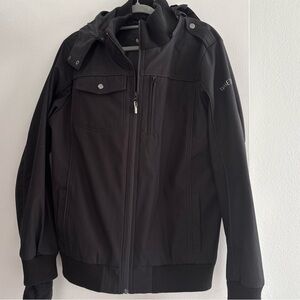 Baubax Men's Traveler Bomber with travel pillow Black Jacket Sz L